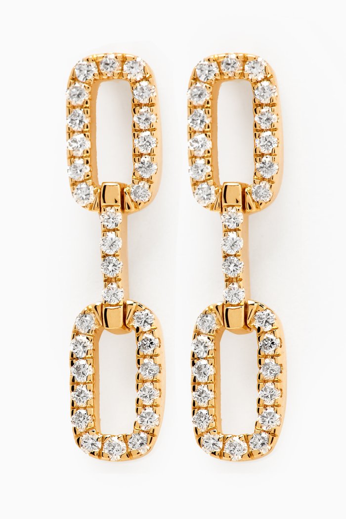 

Full Diamond Link Drop Earrings in 18kt Yellow Gold, White