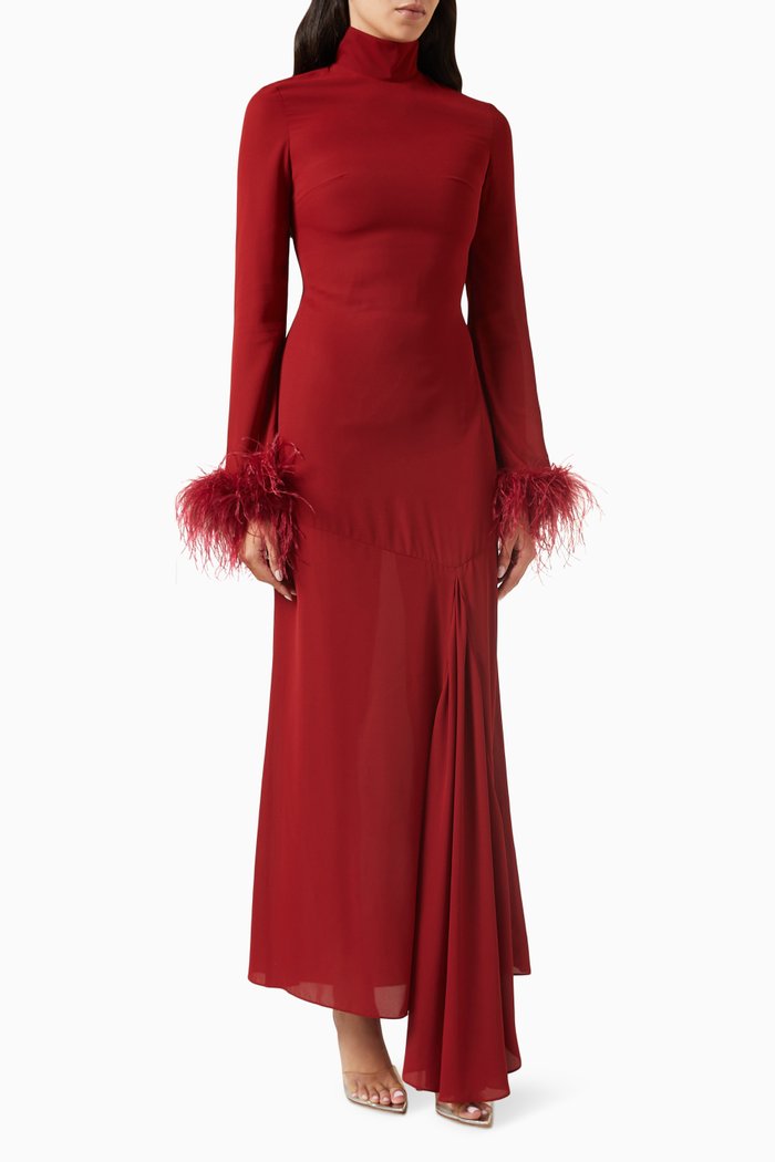 

Cosmopolitan Maxi Dress in Chiffon, Burgundy