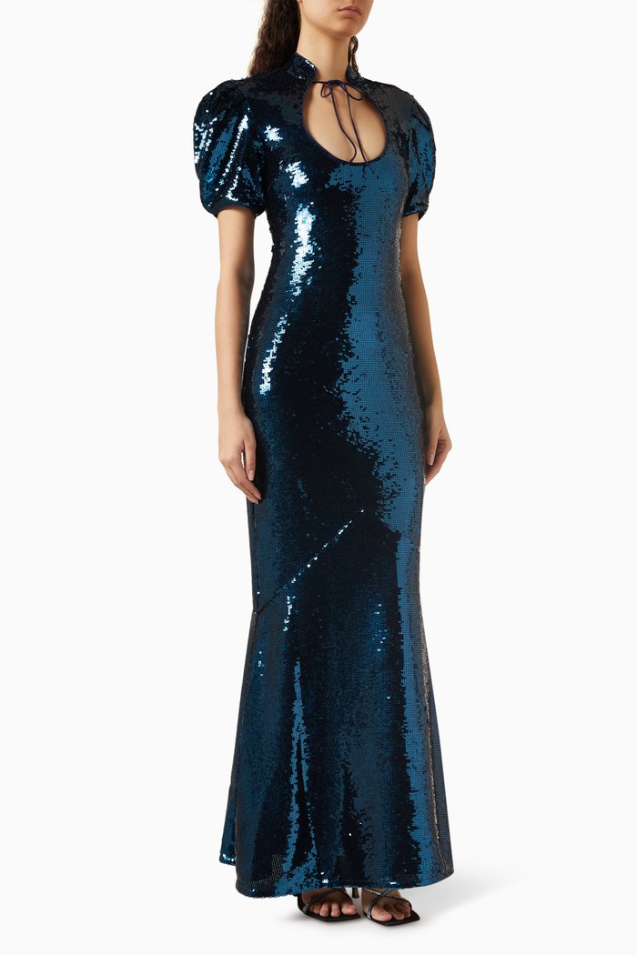 

Broadway Maxi Dress in Sequin, Blue