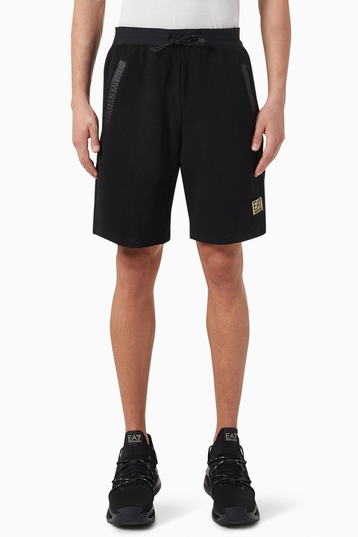 

EA7 Logo Shorts in Pique, Black