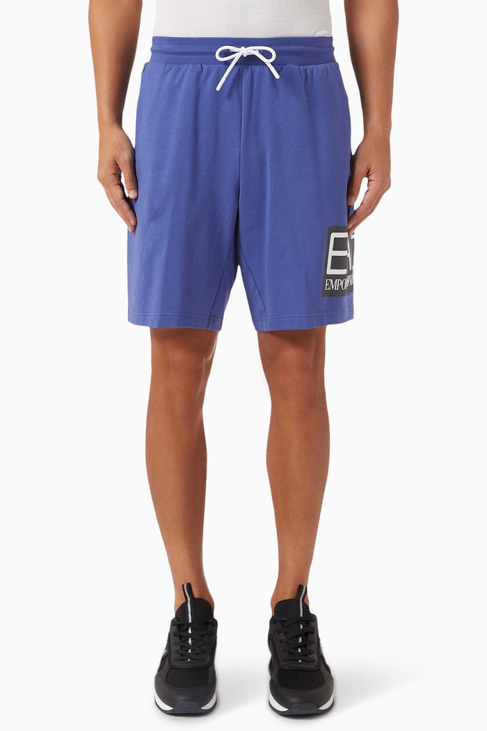 

EA7 Logo Shorts in Cotton, Blue