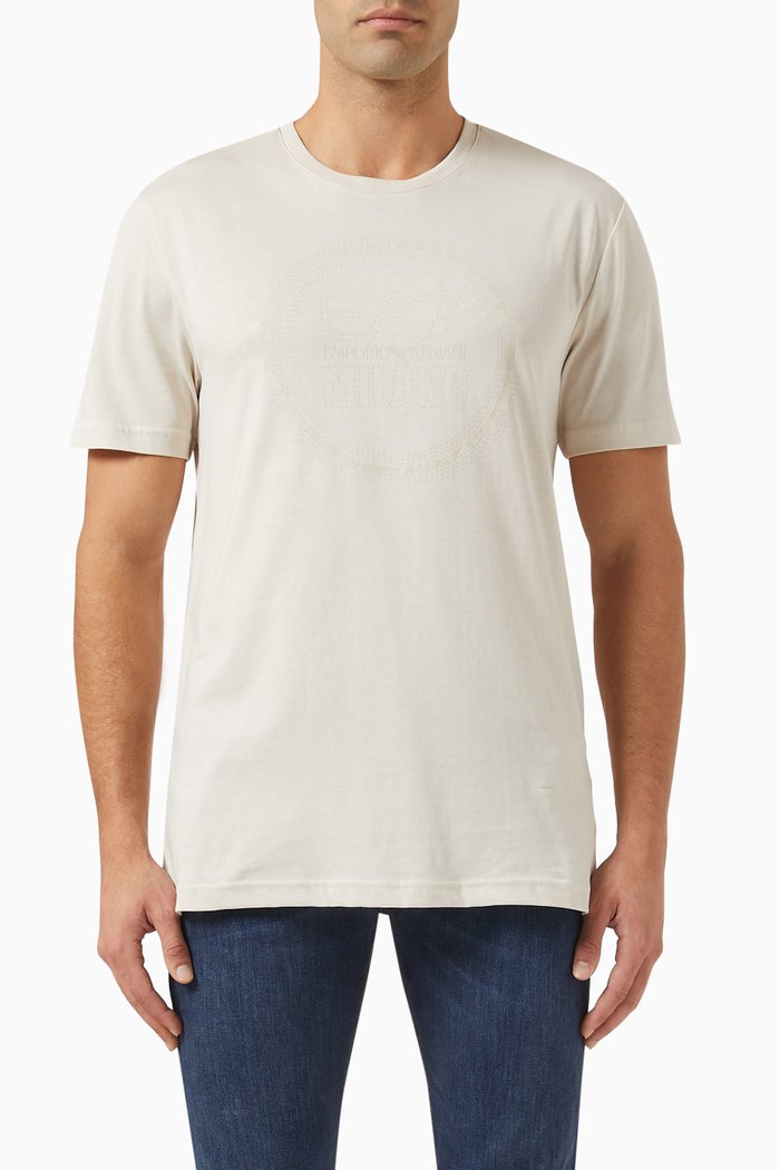 

EA7 Train Logo Series Milano T-Shirt in Cotton, Neutral