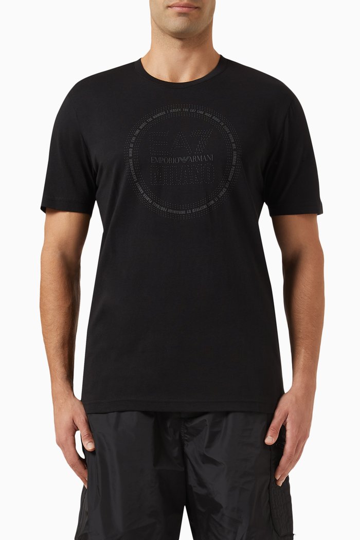 

EA7 Train Logo Series Milano T-Shirt in Cotton, Black