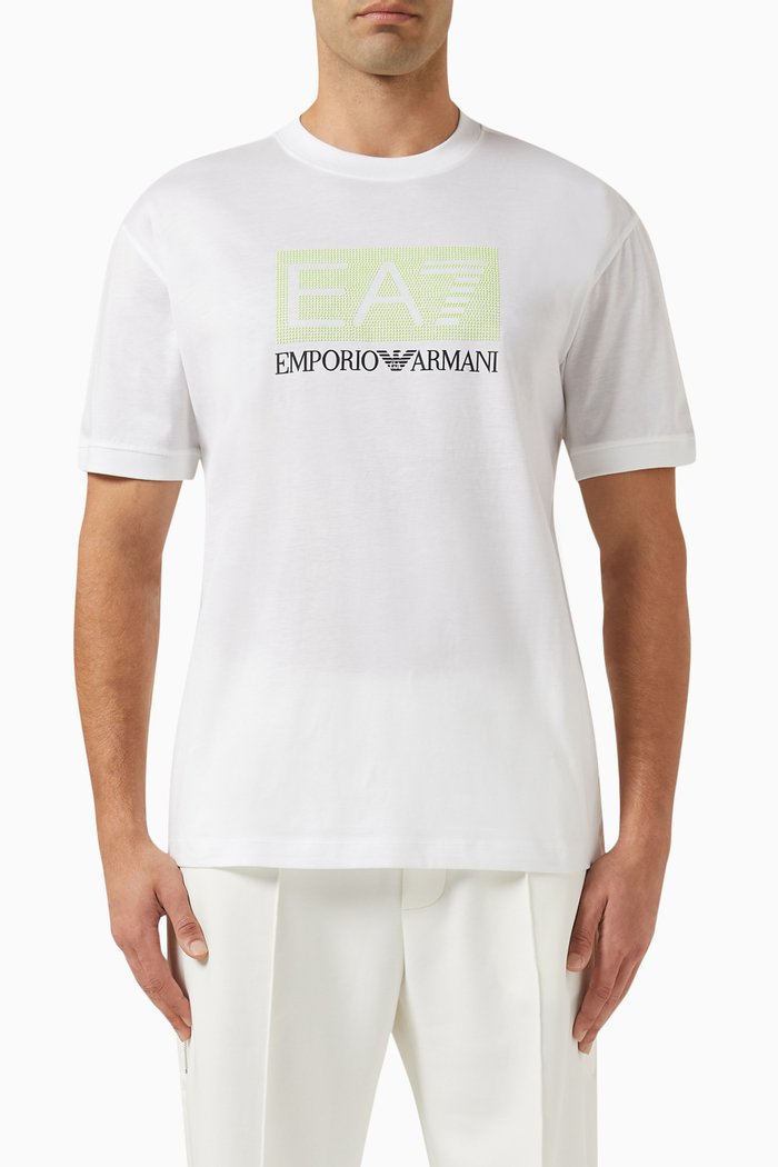EA7 Logo Series T-Shirt in Cotton, White