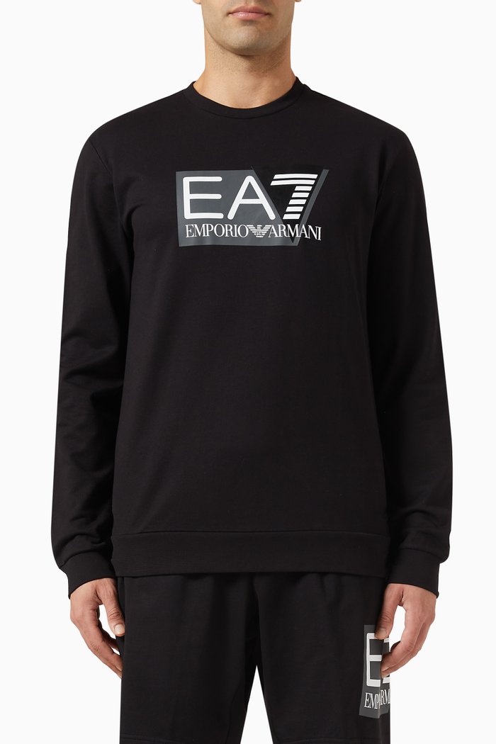 

EA7 Train Visibility Logo Sweatshirt in Cotton, Black
