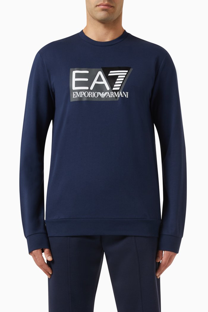 

EA7 Train Visibility Logo Sweatshirt in Cotton, Blue