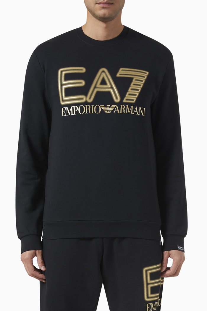 

EA7 Neon Macro Train Logo Series Sweatshirt in Cotton, Black
