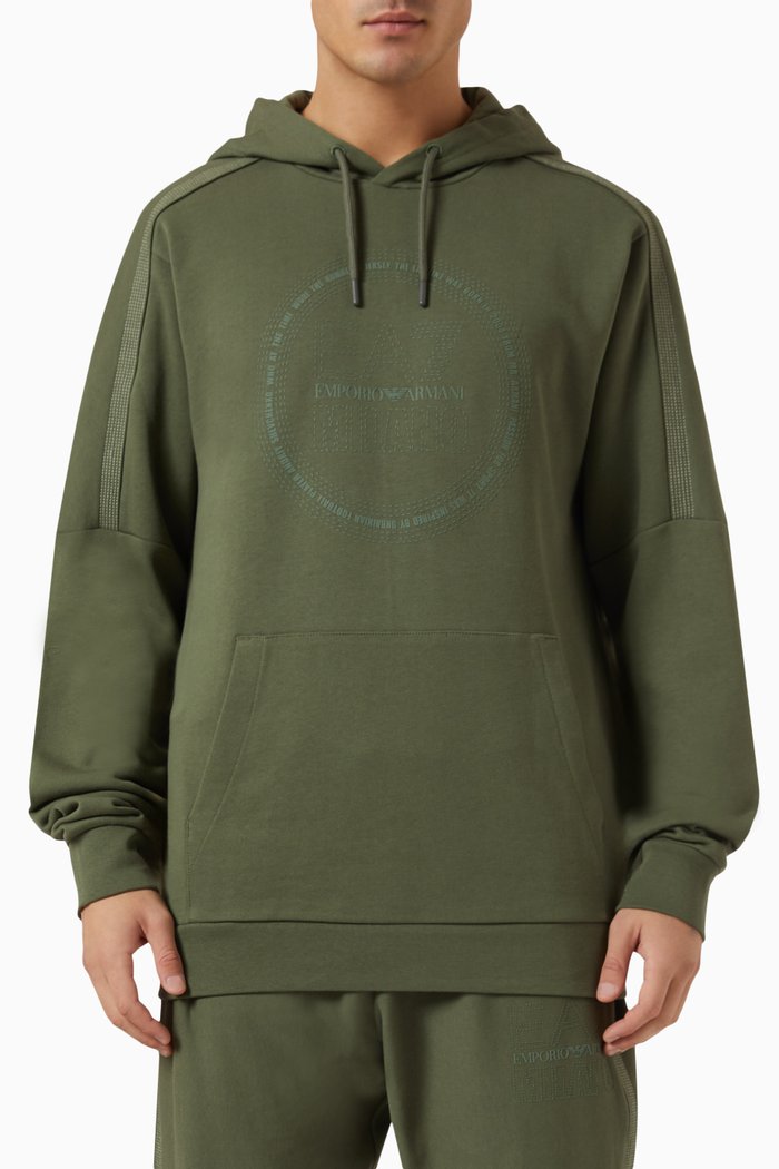 

EA7 Logo Hoodie in Cotton, Green