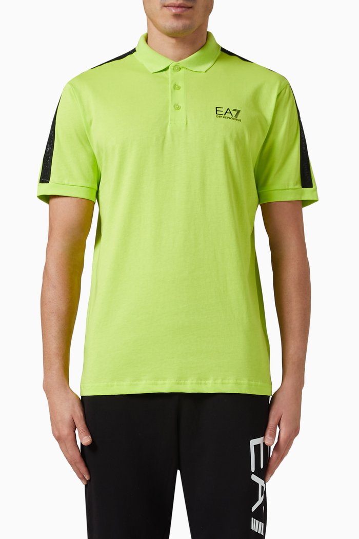 

EA7 Train Logo Series Tape Polo Shirt in Cotton, Yellow