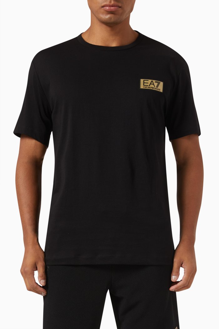

EA7 Logo T-shirt in Cotton, Black