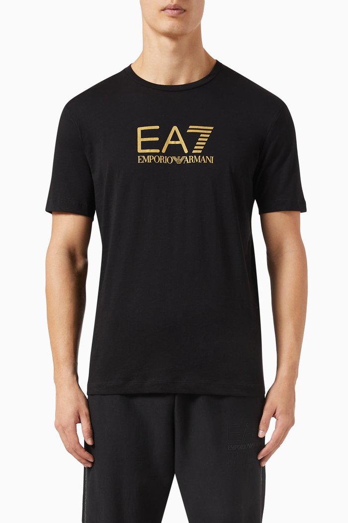 

EA7 Logo T-shirt in Cotton, Black