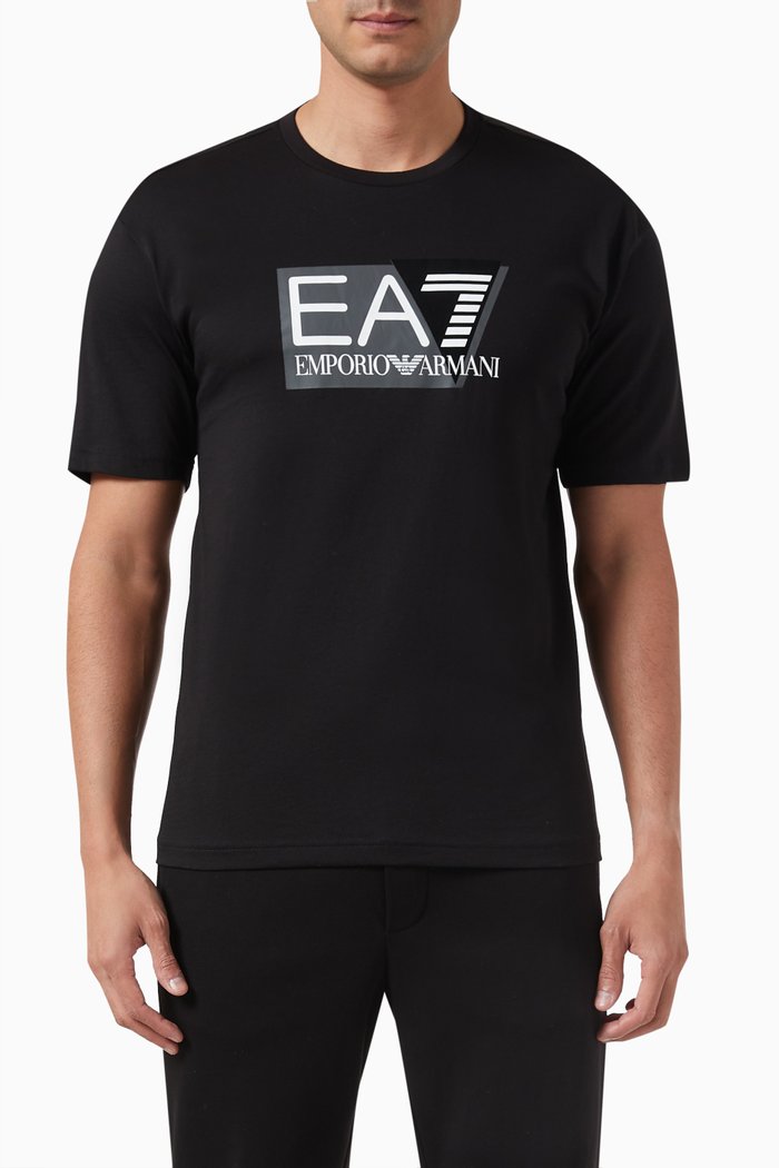 

EA7 Train Visibility Logo T-shirt in Cotton-jersey, Black