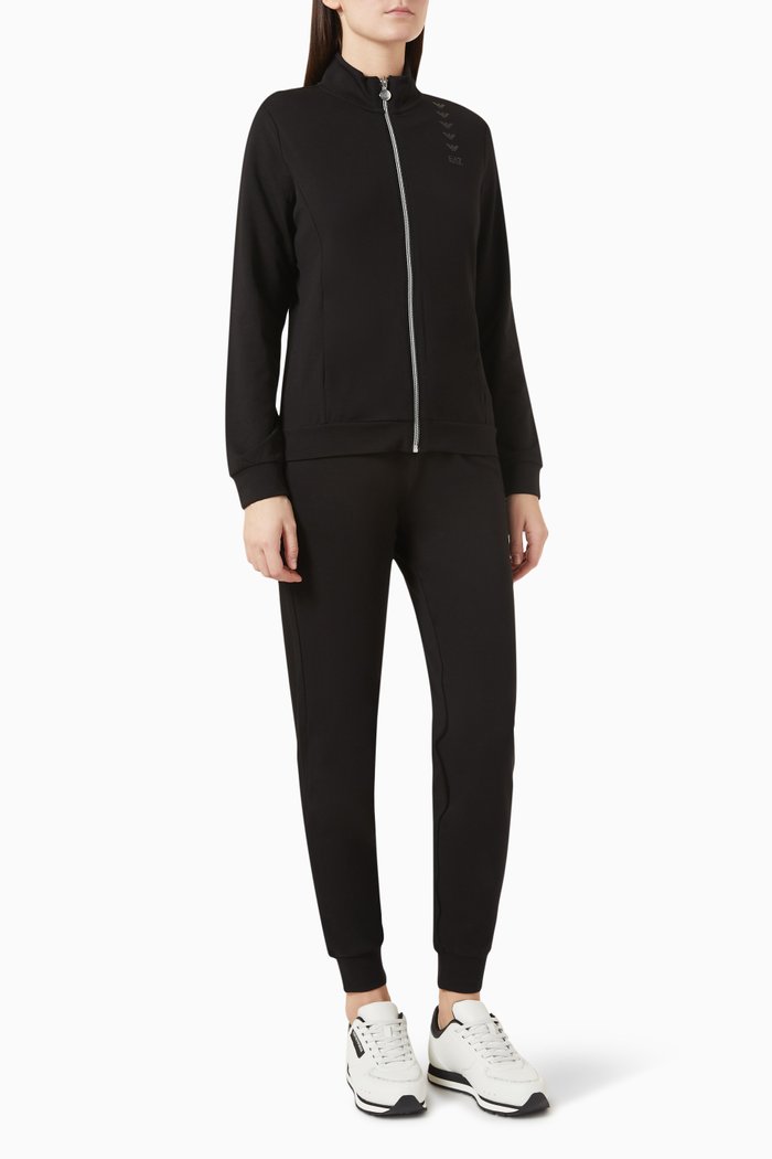 

Multilogo Tracksuit in Stretch Cotton, Black