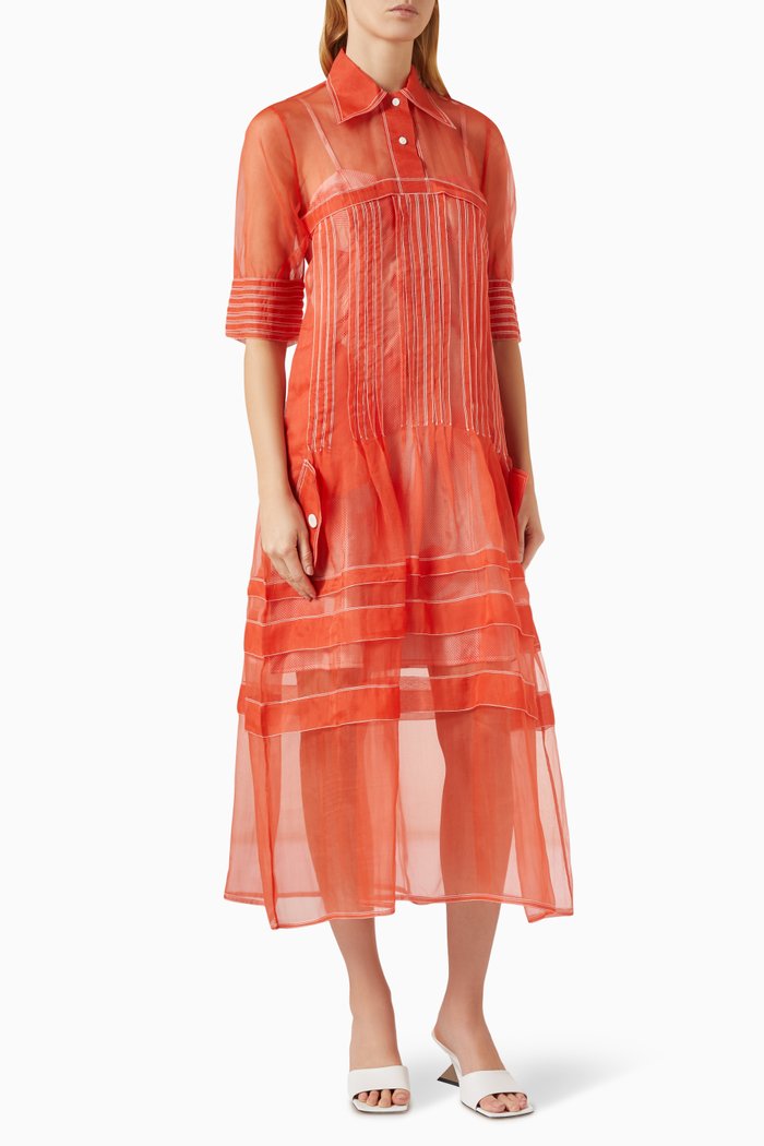 

Pleated Dress in Organza, Orange