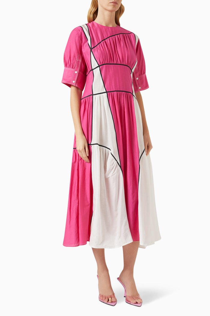 

Panelled Dress in Cotton, Pink