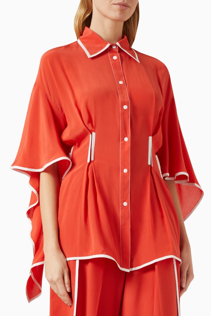 

Waist Darted Shirt in Crepe-silk, Orange