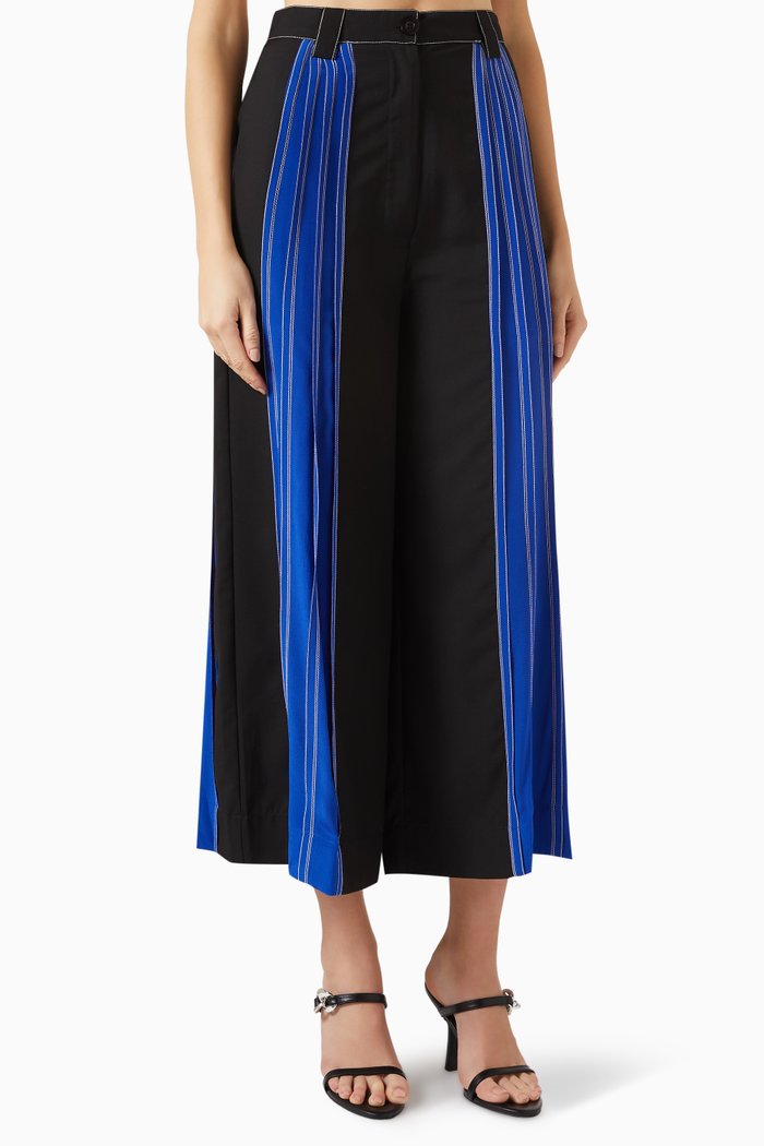 

Pintuck Flared Pants in Terry-rayon, Black