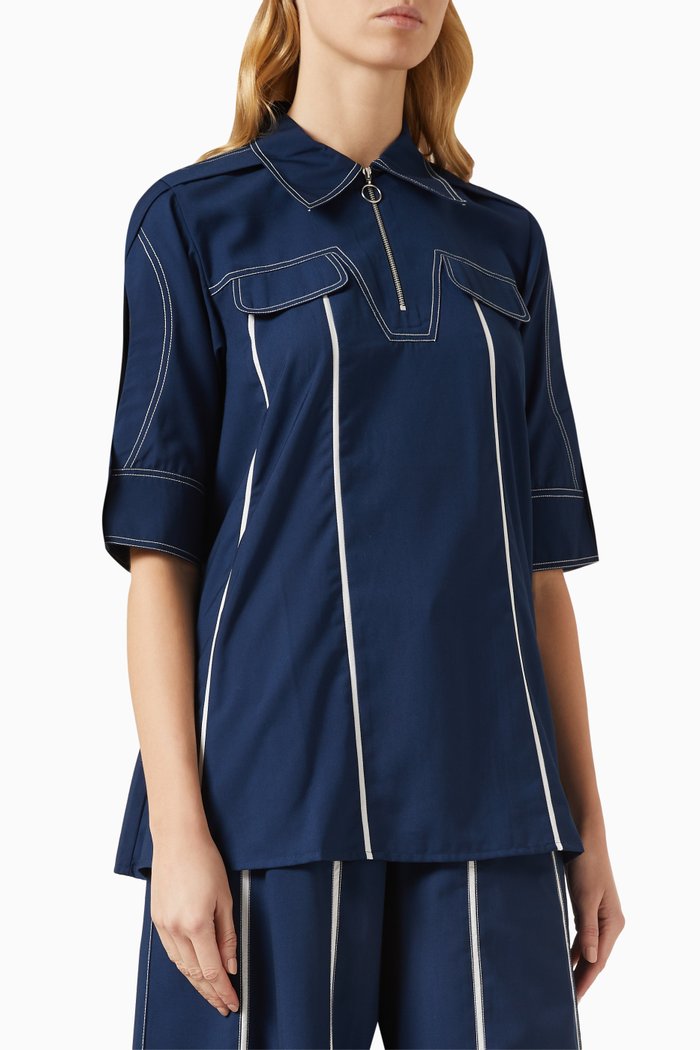

A-line Shirt in Terry-rayon, Blue