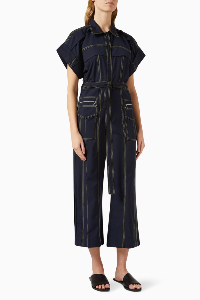 

Topstitch Jumpsuit in Terry Rayon, Blue