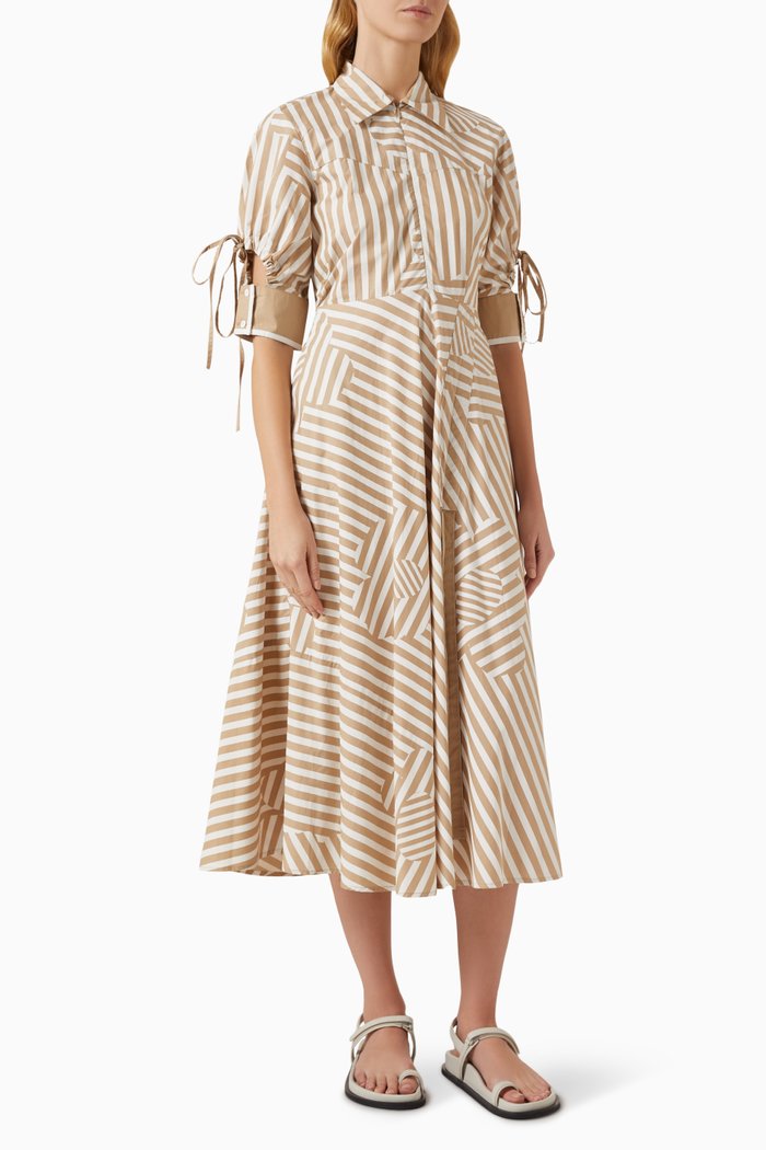 

Printed Flared Dress in Cotton, Neutral