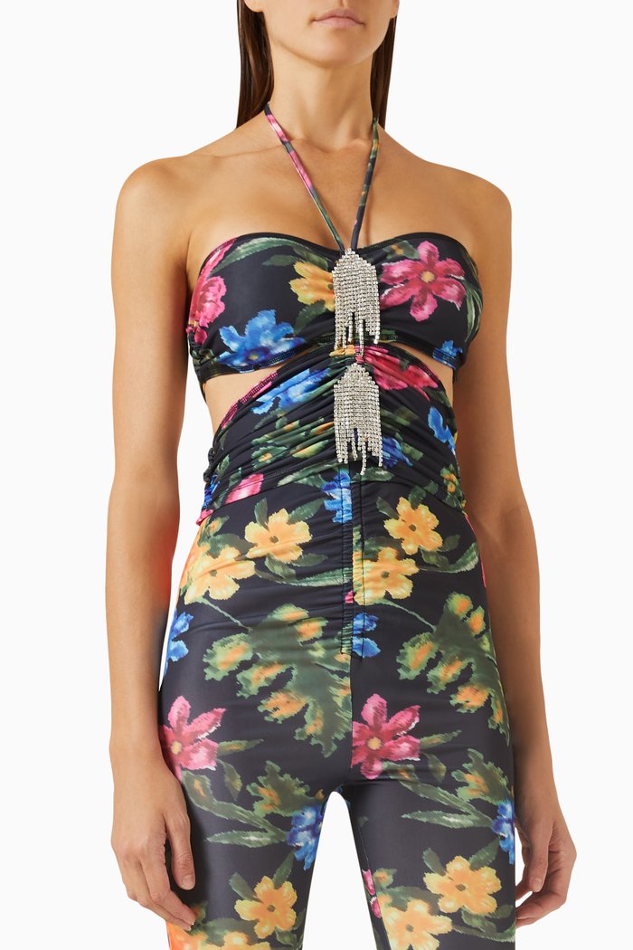 

Foliage Crystal-embellished Fringe Cami Top in Stretch-jersey, Multicolour