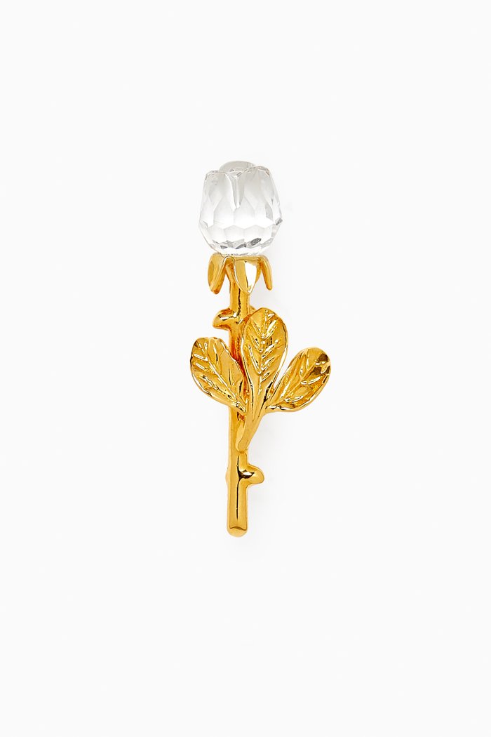 

1990s Vintage Swarovski Rose Bud Brooch, Gold