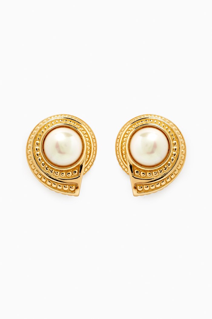 

1980s Vintage Christian Dior Clip-on Earrings, Gold