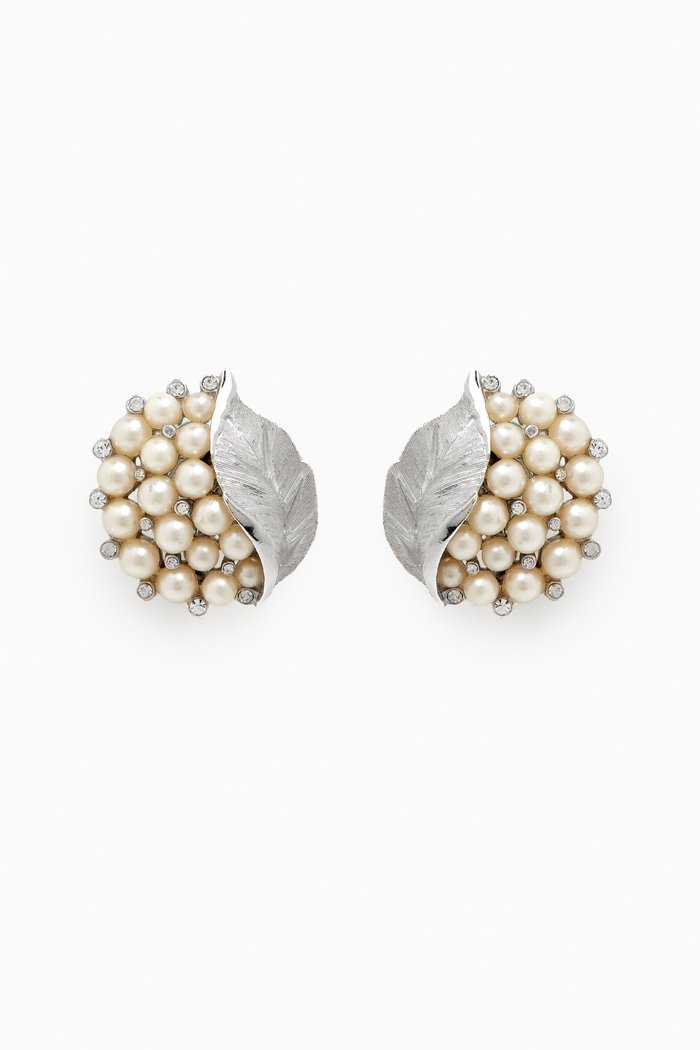 

1950s Vintage Trifari Clip-On Earrings, Silver