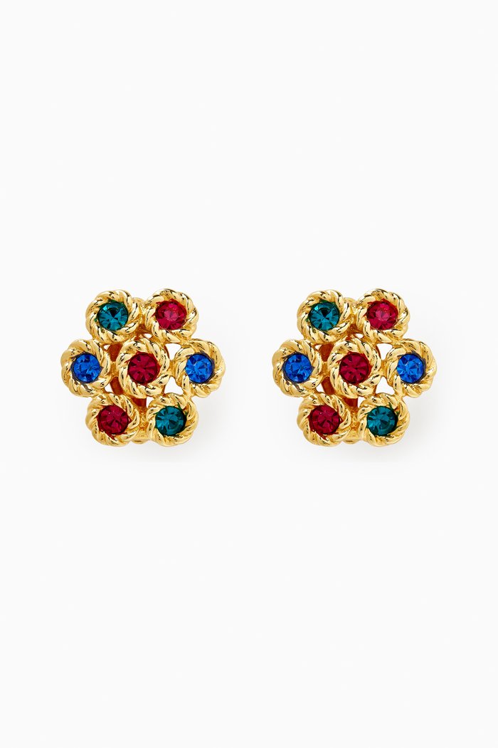 

1990s Vintage Swarovski Clip-on Earrings, Gold