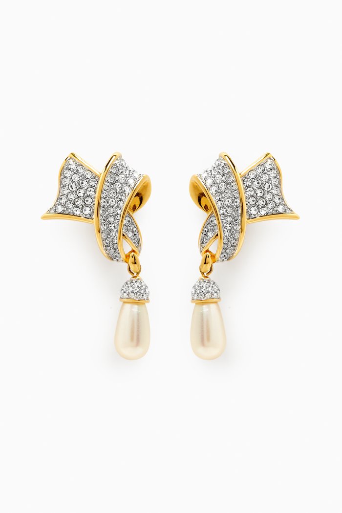 

1980s Vintage Swarovski Clip-on Earrings, Gold