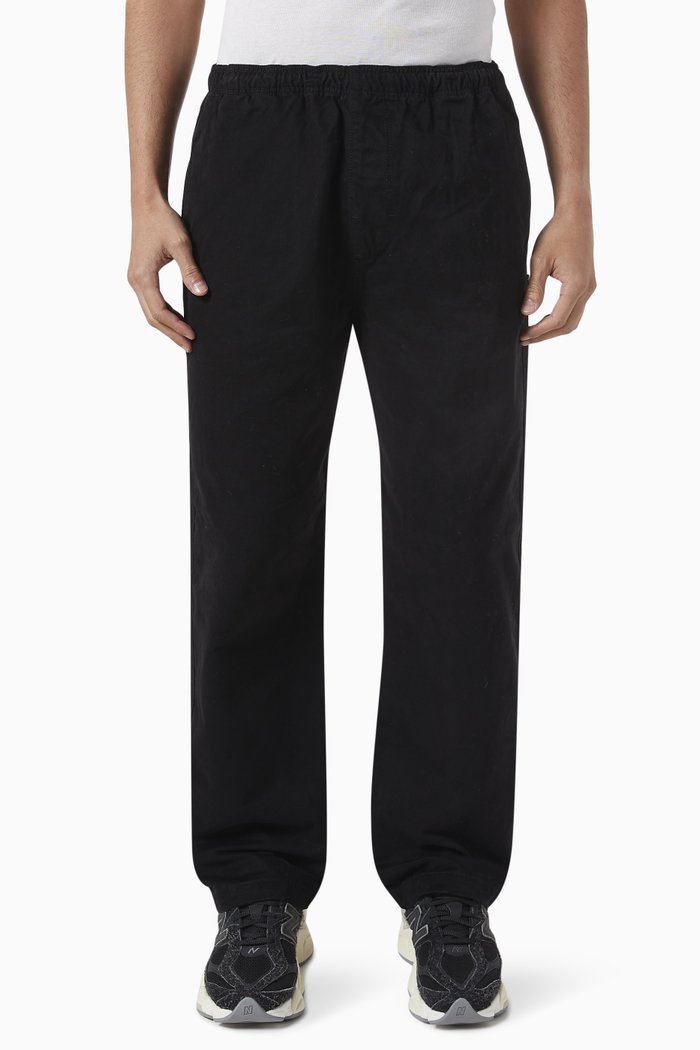 

Brushed Beach Pants in Cotton, Black