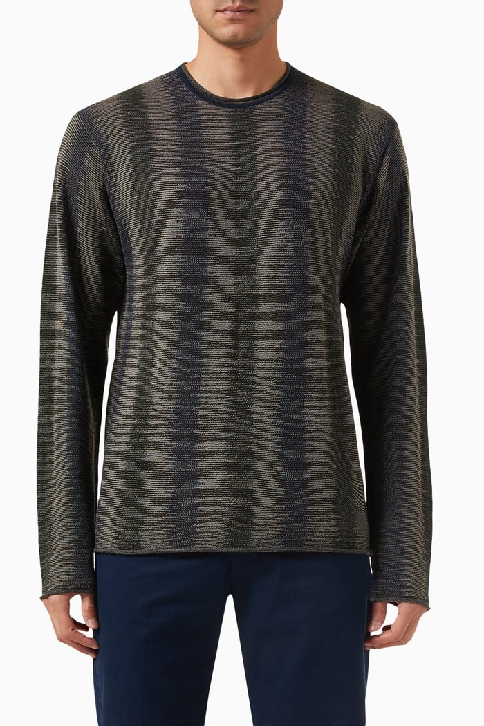 

Shadow Stripe Sweater in Wool, Green