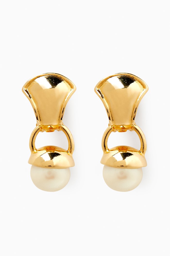 

Rediscovered 1980s Vintage Faux Pearl Clip-on Earrings, Gold