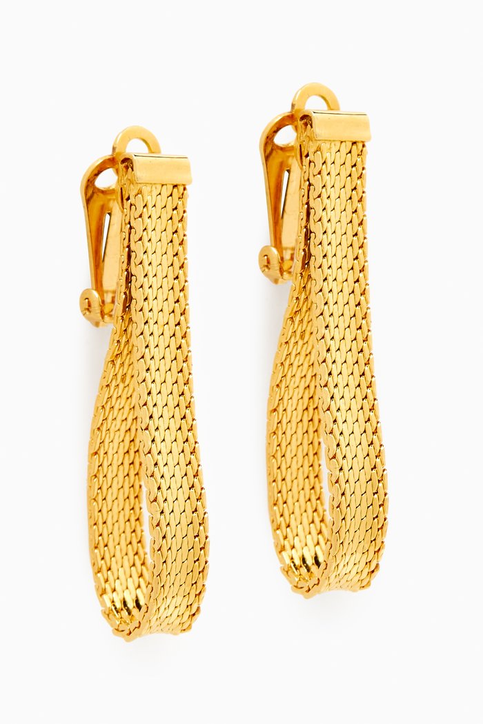 

Rediscovered 1980s Vintage Clip-on Elongated Hoops, Gold