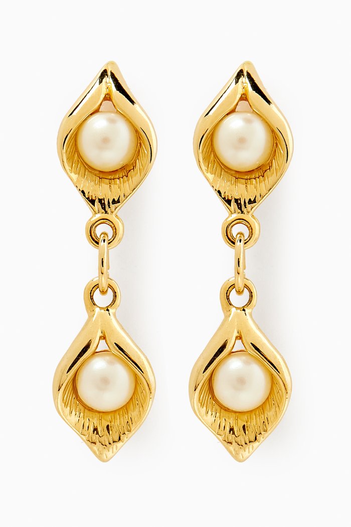 

Rediscovered 1990s Vintage Faux Pearl Earrings, Gold
