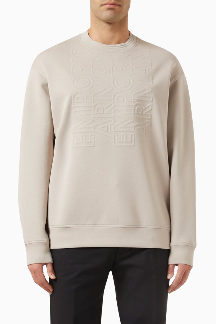 

Embossed Logo Sweatshirt in Cotton-blend, Neutral