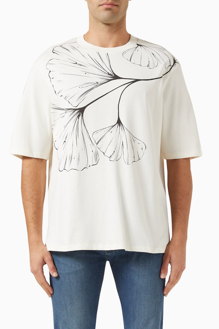 

Ginko Print T-shirt in Cotton Jersey, Neutral