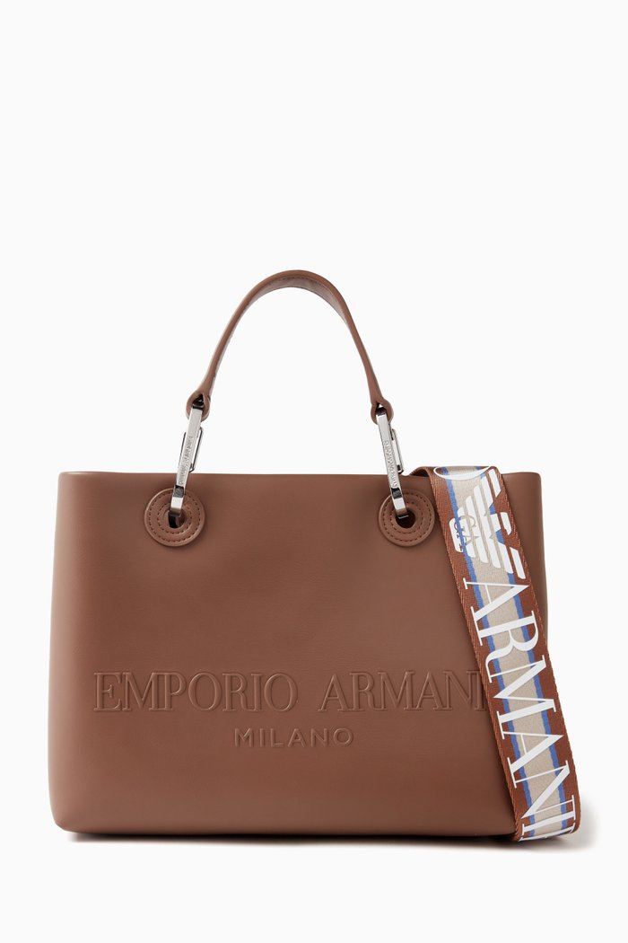 

Small My EA Shopping Tote Bag in Nappa, Brown