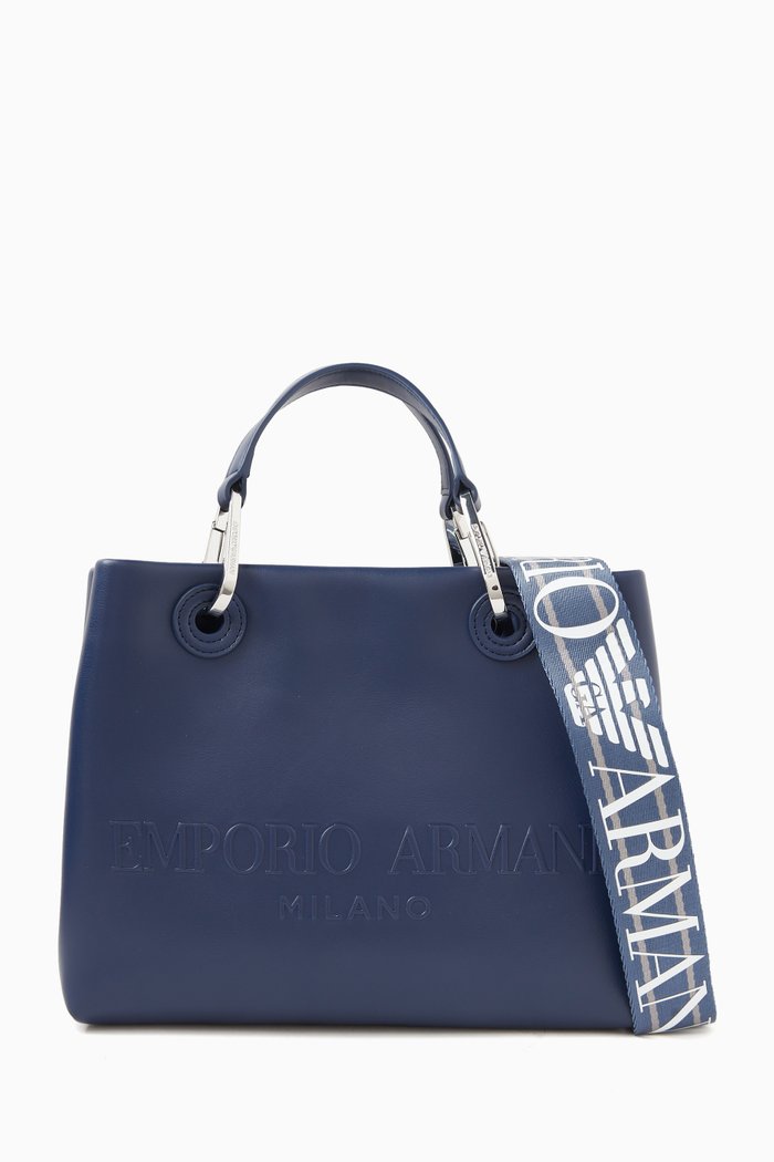 

Small My EA Shopping Tote Bag in Nappa, Blue