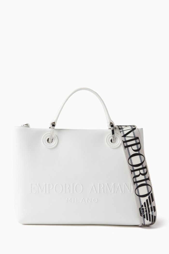 

Small My EA Shopping Tote Bag in Nappa, White