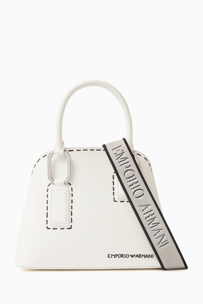 

Top-handle Bag in Faux Leather, White