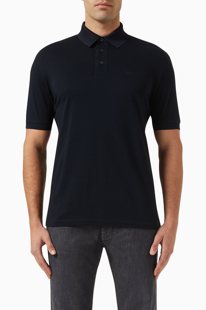 

Logo Polo Shirt in Mercerised Cotton Piqué, Blue