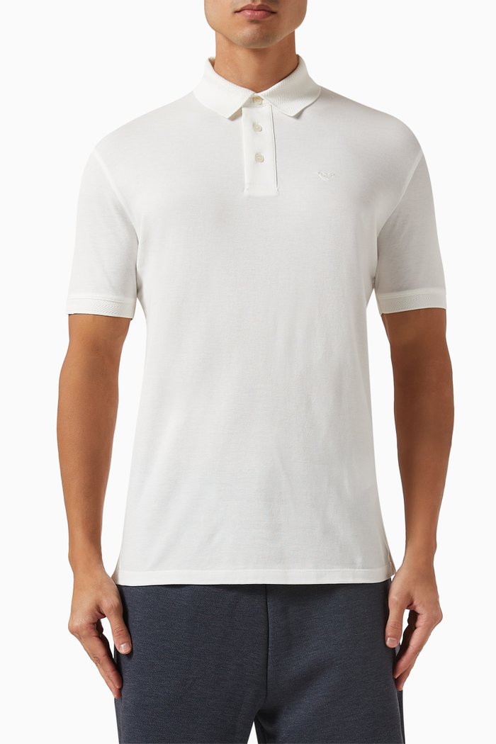 

Logo Polo Shirt in Mercerised Cotton Piqué, White