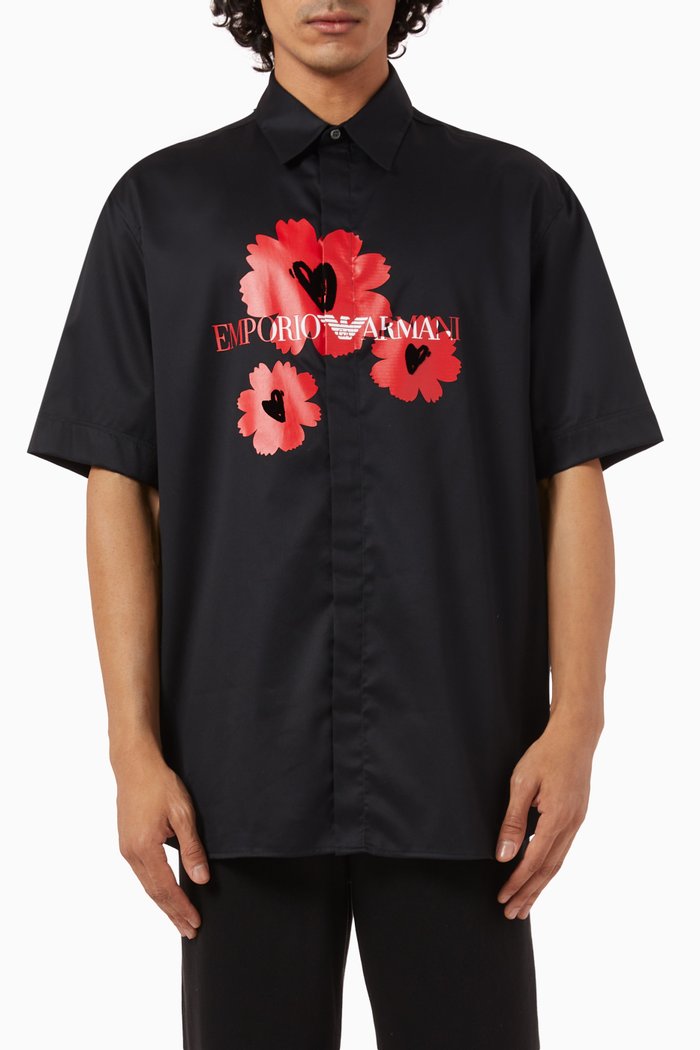 

Flower Logo T-Shirt in Cotton-Jersey, Black