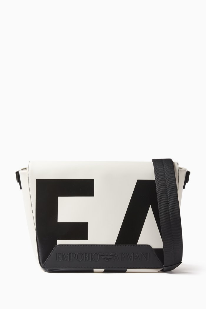 

Macro EA Logo Messenger Bag, White