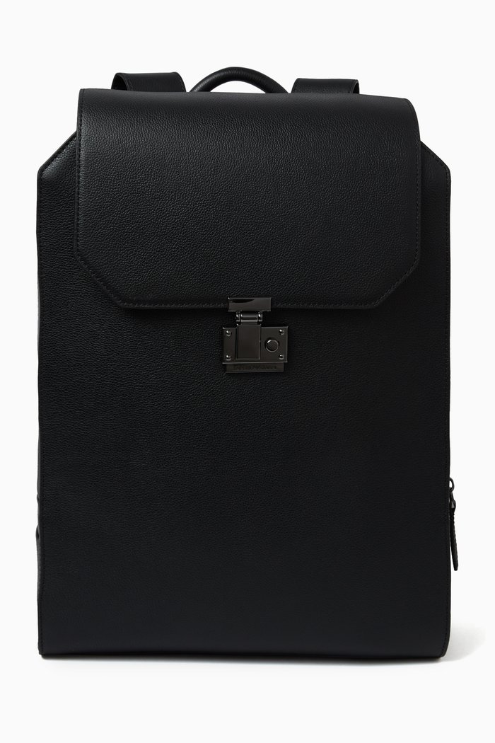 

EA Logo Backpack in Tumbled Leather, Black