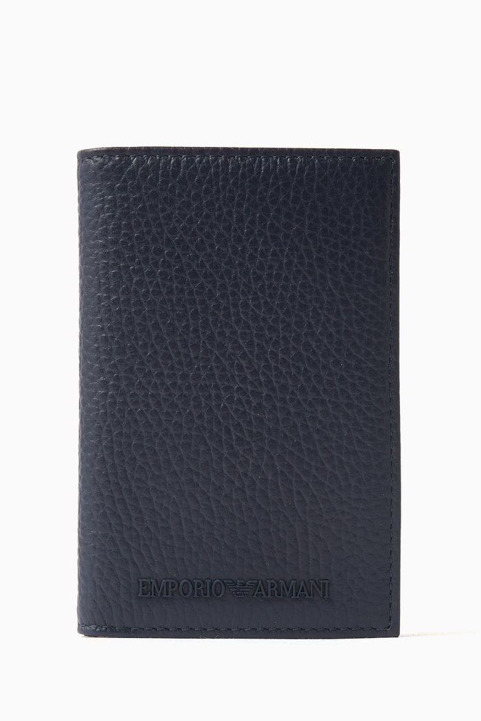 

EA Bi-fold Wallet in Tumbled Leather, Blue