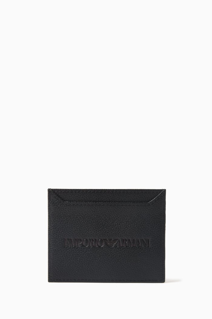 

EA Card Holder in Tumbled Leather, Black