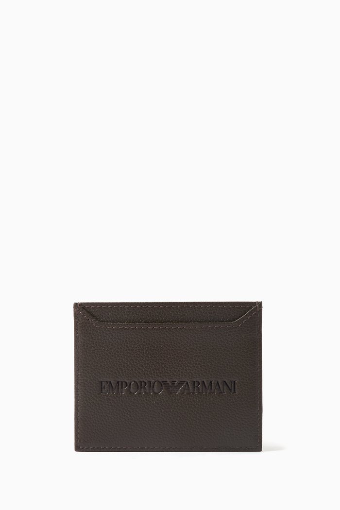 

EA Card Holder in Tumbled Leather, Brown