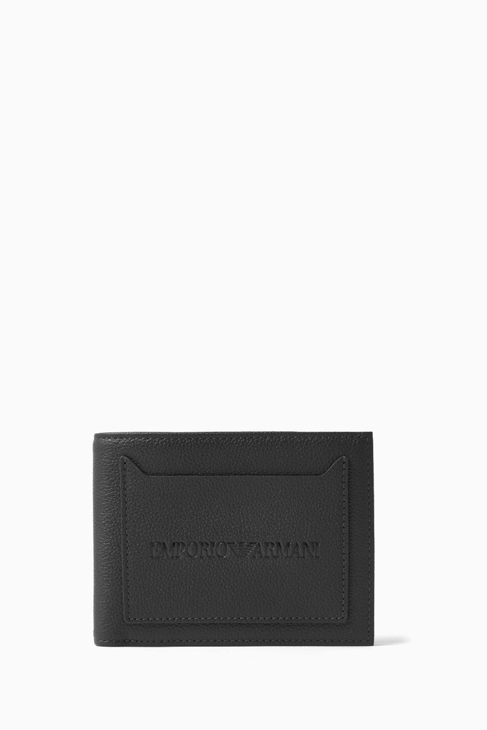 

EA Bi-fold Wallet in Leather, Black